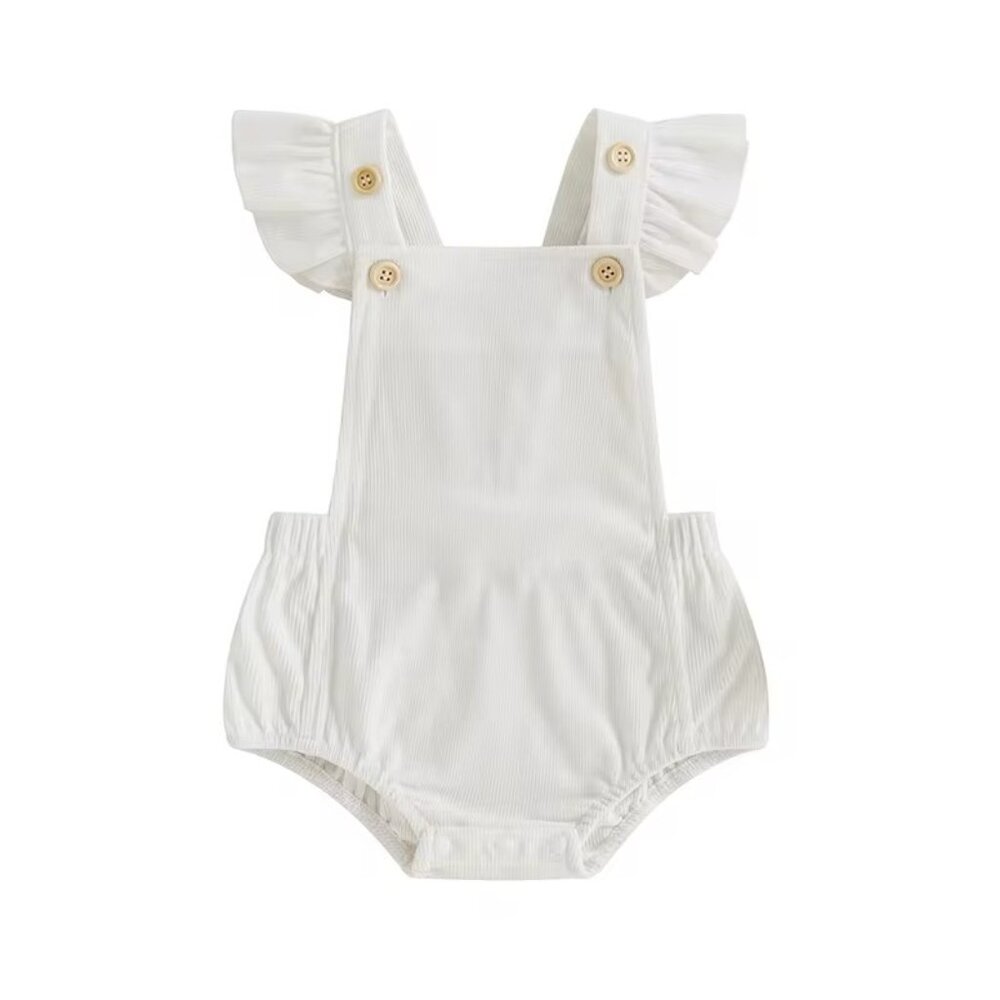 White Sleeveless Corduroy Romper Size 12-18M